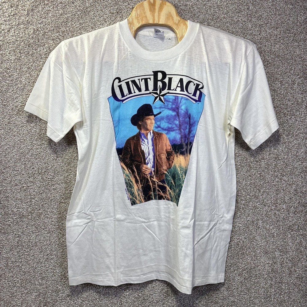 Vintage Clint Black Shirt Mens XL White Loving Blind Country Graphic Tee 80s